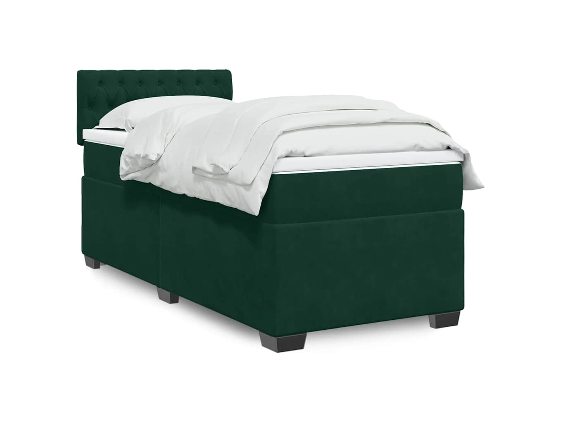 Vidaxl Cama com Molas/colchão 80x200 Cm Veludo Verde escuro