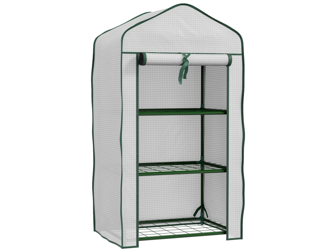 Estufa De Jardim Polietileno, Aço Cor Branco 59x39x127 Cm Outsunny