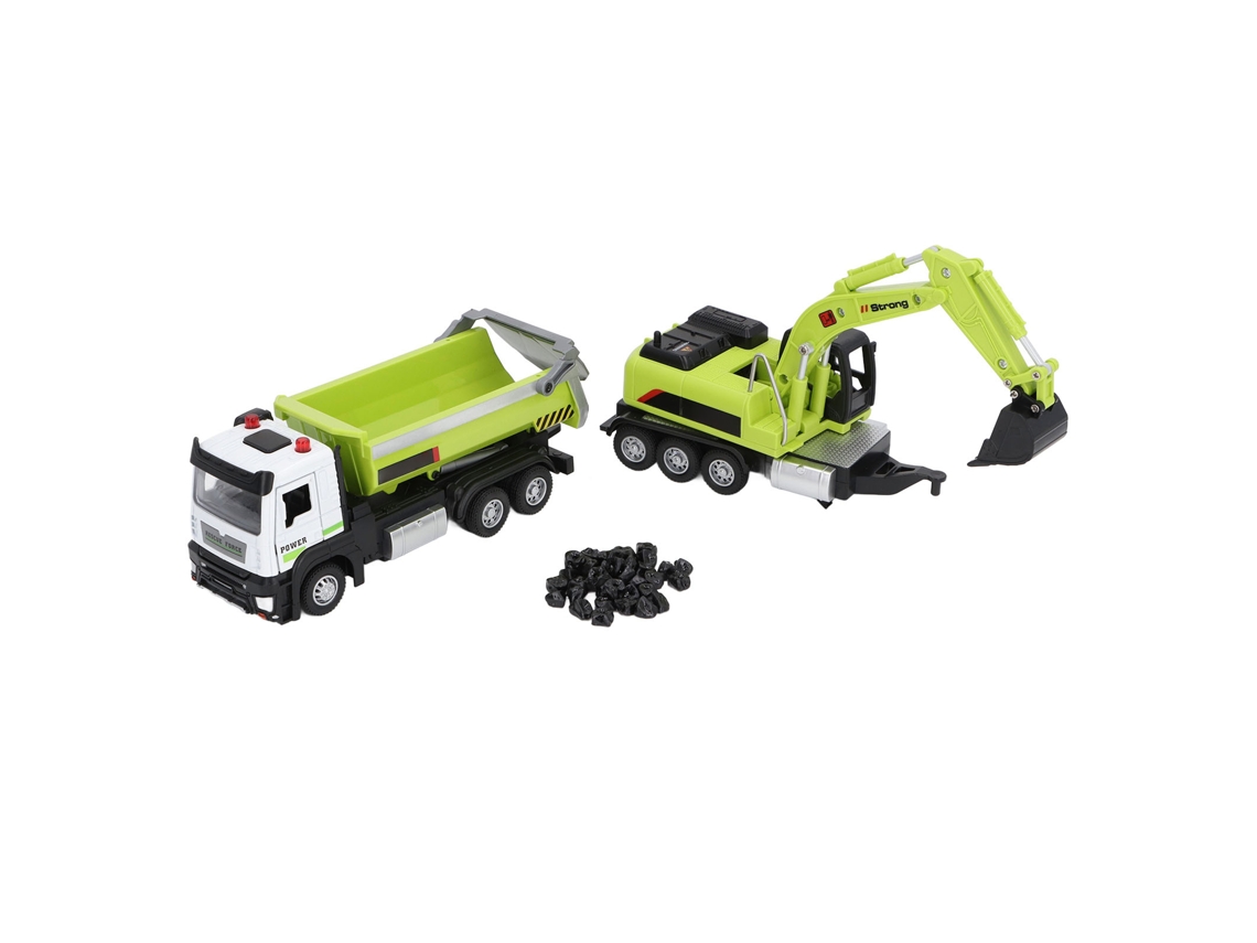 Ats camión Volquete Con Excavadora Juguete Multifuncional Divertido Modelo para Interior Y Exterior Verde