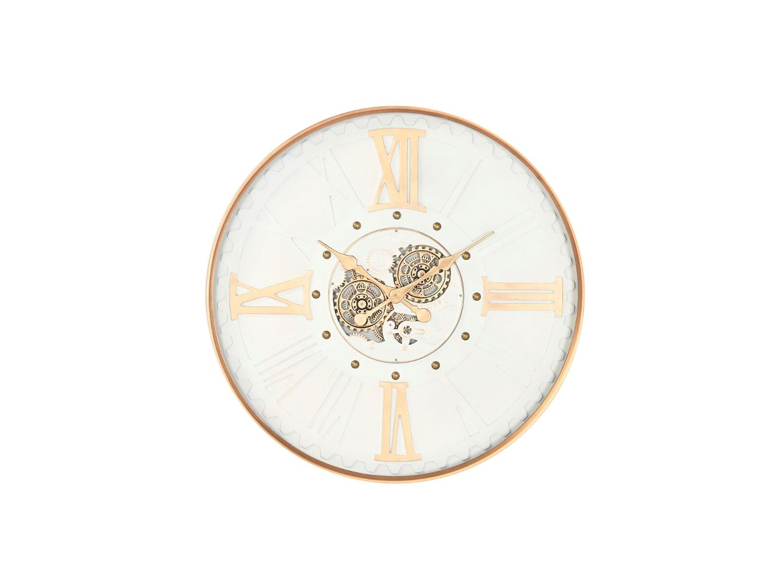 Relógio De Parede Home Esprit Branco Dourado Metal Cristal Urbana 80 X 8 X 80 Cm