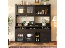 Buffet De Cozinha Multifuncional Aparador De 138 Cm Com Gaveta, Prateleiras E Prateleiras Reguláveis Design Moderno Com Proteção Anti Tomba Ehstmind