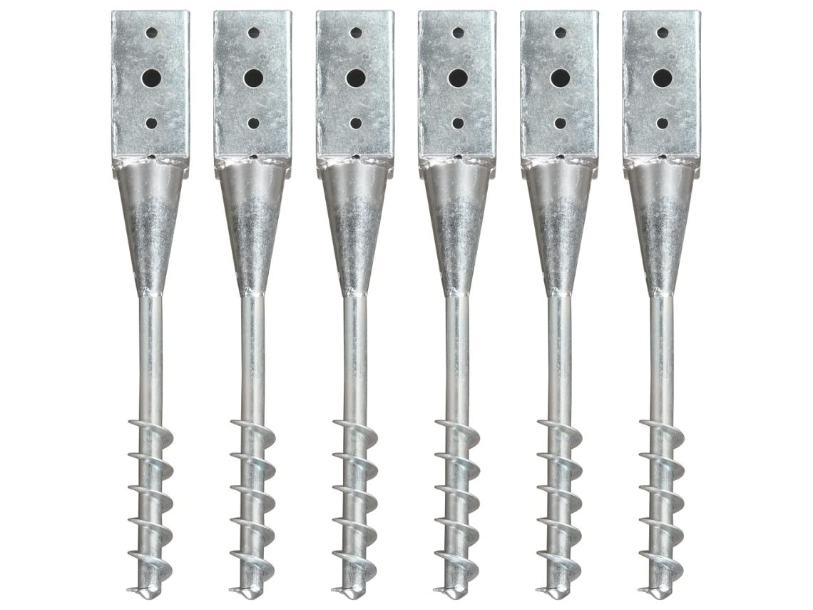 Vidaxl Estacas De Enterrar 6 Pcs 7x7x56 Cm Aço Galvanizado Prateado