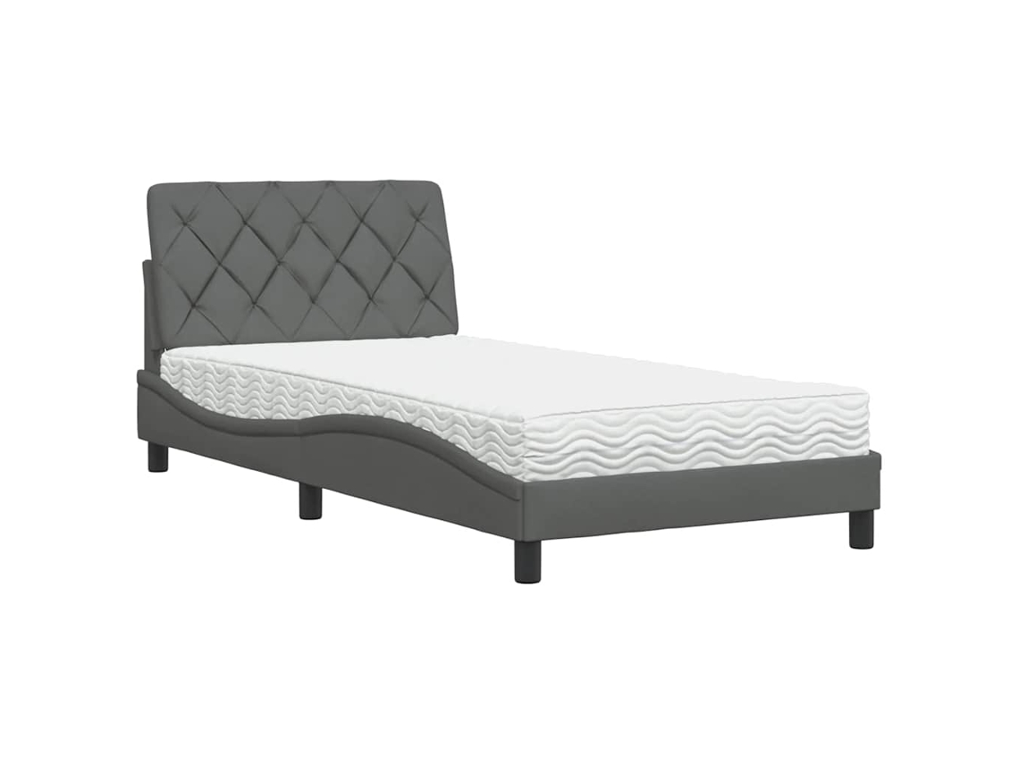 Cama com Colchão 100x200 Cm Tecido Cinzento escuro MAISON EXCLUSIVE