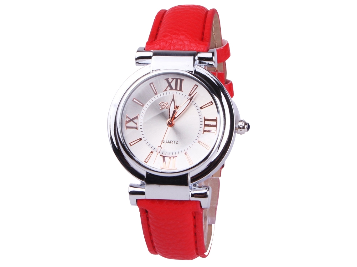 Relógio de Pulso Feminino Simples de Quartzo com Pulseira de Couro Pu Fashionable