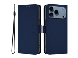 Capa De Couro Sintético Para Iphone 17 Pro Max - Toque Suave - Cor Sólida - Com Cordão