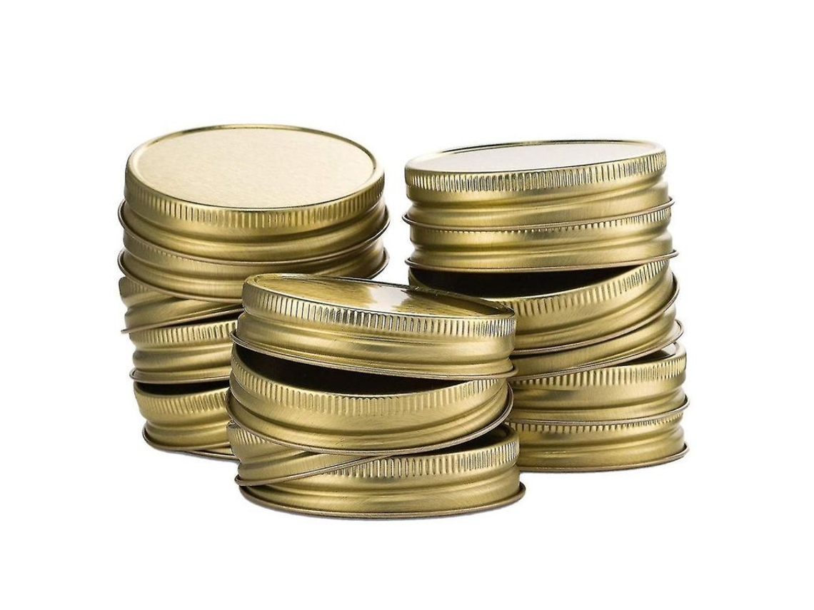 2026 24 Tampas de Vidro Mason com Boca Regular, Tapa Hermética de Lata, para Potes de 70mm