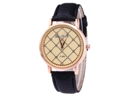 Reloj De Cuarzo Con Correa De Cuero Pu Unisex Zhoulianfa Dial Casual Negro
