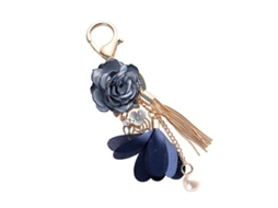 2026rebe llavero de Flores com Pérolas Falsas para Carro Bolsa Azul Porta chaves Acessório Estilo