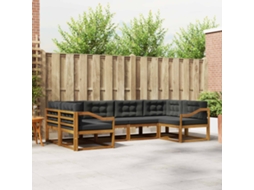 Vidaxl Conjunto De Sofás Para Exterior 6 Pcs Natural E Antracite