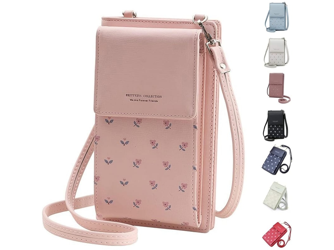Bolsa Transversal Feminina De Couro Para Telefone Com Slot Para Cartões E Cinto Ajustável