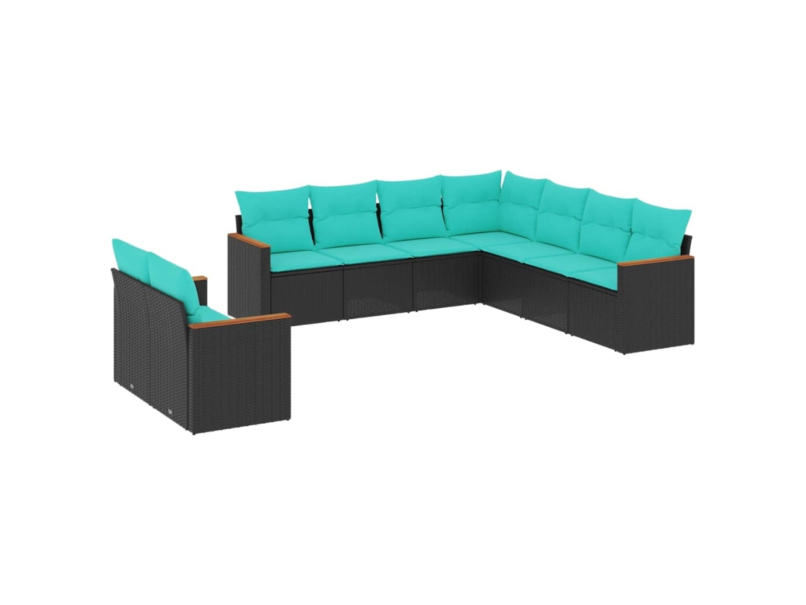 Conjunto de Sofá de Jardim, 5 Peças, Almofadas, Rattan Preto MAISON EXCLUSIVE