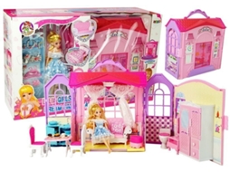 Casa De Boneca Dobrável Boneca Loira Com Acessórios Cozinha Banheiro Quarto Em Uma Mala B.active