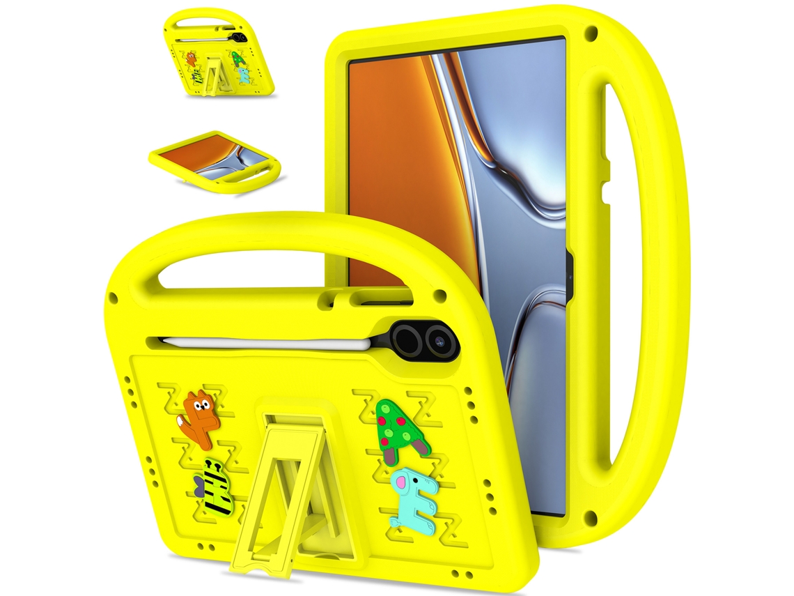 Capa Para Honor Pad 9 (2024) 12.1 Polegadas Com Suporte Em Eva, Estampa Cartunizada De Letras Amarelo Hexinyigjly