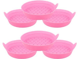 Conjunto de 6 peças de acessórios internos rosa para carros, incluindo porta-copos antiderrapante.