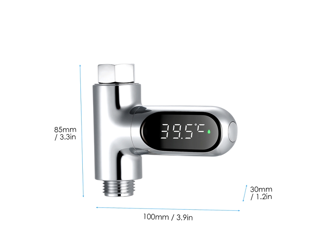 Termômetro Digital de Chuveiro com Display Led Rotativo 360° para Bebê e Idoso 5~85°C | S/MARCA