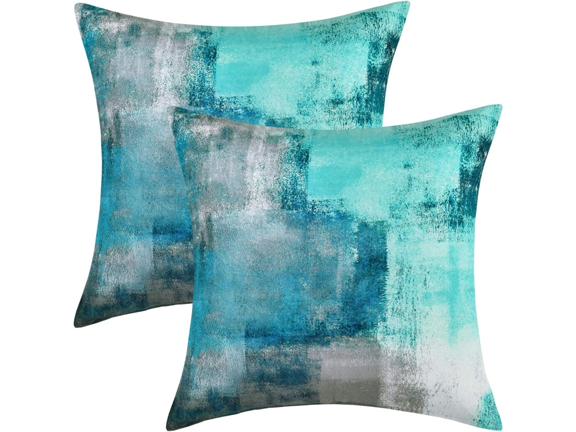 Conjunto De 2 Capas De Almofada - Azul Turquesa 45x45cm