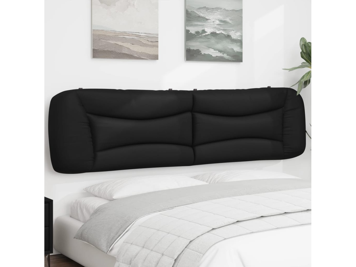 Vidaxl Almofadão De Cabeceira Hvar 200 Cm Couro Artificial Preto
