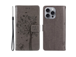 Capa Em Couro Pu, Para Iphone 16 Pro Max - Cinzento