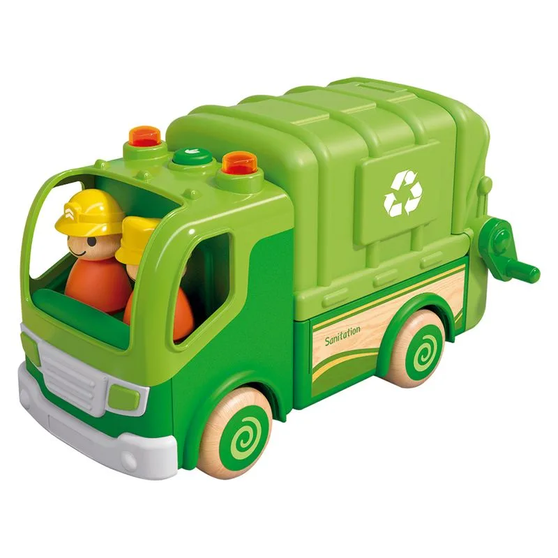 Camião de lixo verde com rodas de madeira Wb004-P INNOVATOYS