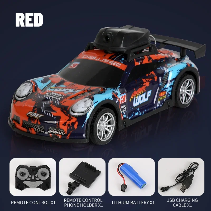 (vermelho) Mini Carro Fpv Com Controle Remoto, Câmera De Transmissão De Imagem Em Tempo Real 2.4g Para Drift E Corrida