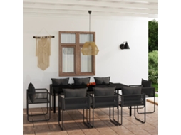 Vidaxl 9 Pcs Conjunto De Jantar Para Jardim Preto