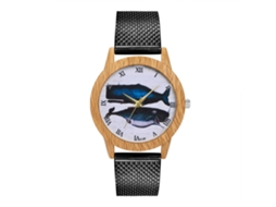 Reloj De Pulsera Unisex Zhoulianfa Con Correa De Malla Dial Redondo Cuarzo Negro