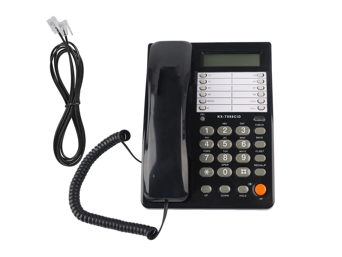 Telefone Fixo Mali com fio, para hotel e casa, preto, DTMF/Fsk, modelo Kx t886