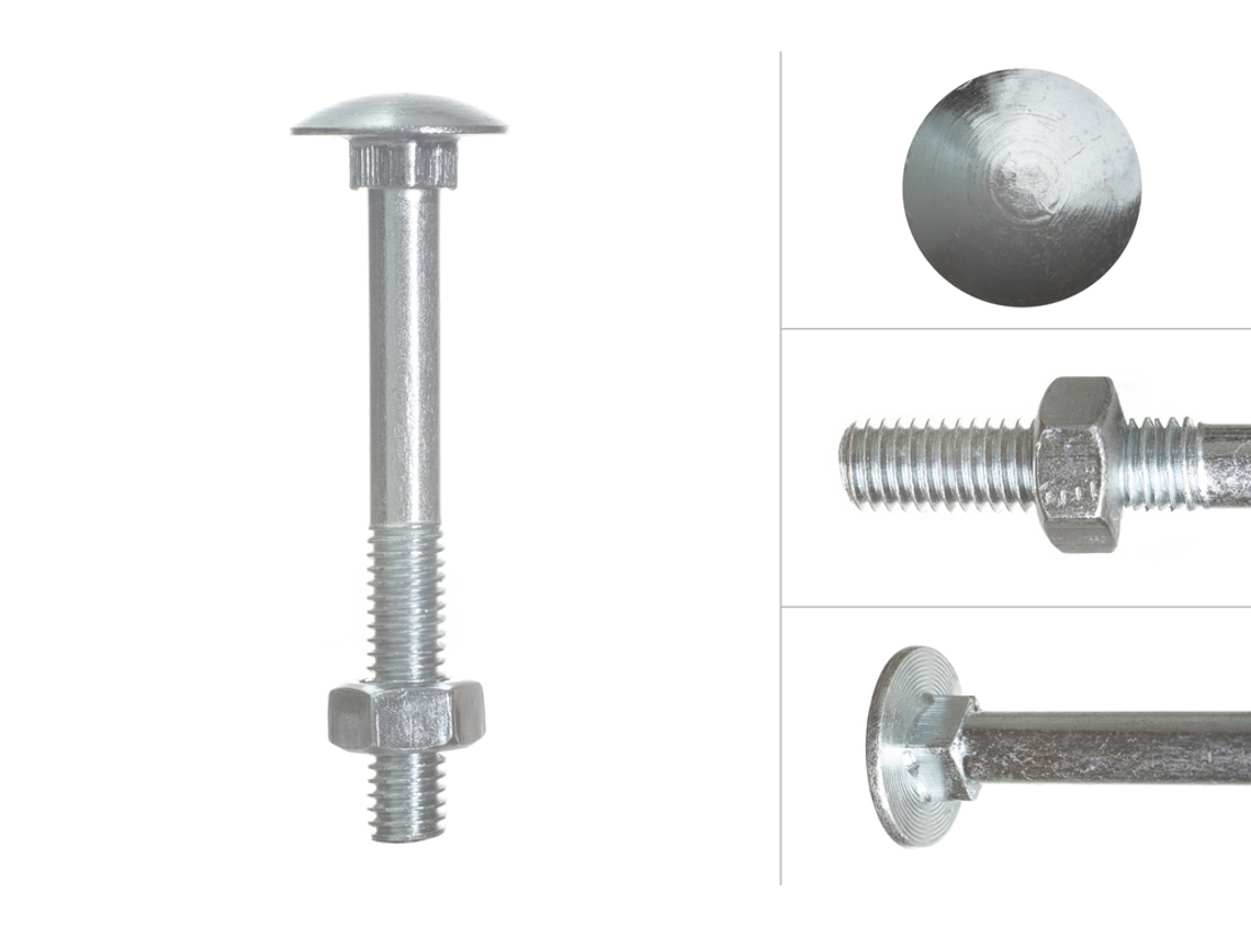 Parafusos Cabeça Redonda Galvanizados M6 X 55 Mm 200 Peças WOVAR