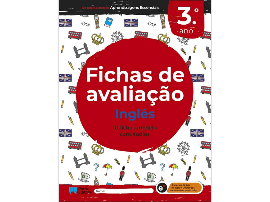 Livro Fichas de avaliação - Inglês - 3º Ano (Português)
