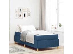 Vidaxl Estrutura Da Cama Com Colchão Azul 90 X 200 Cm Tecido