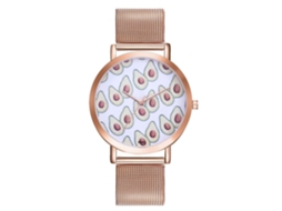Reloj De Pareja Ultra Delgado Dial Redondo De Acero Inoxidable Con Correa De Malla Oro Rosa