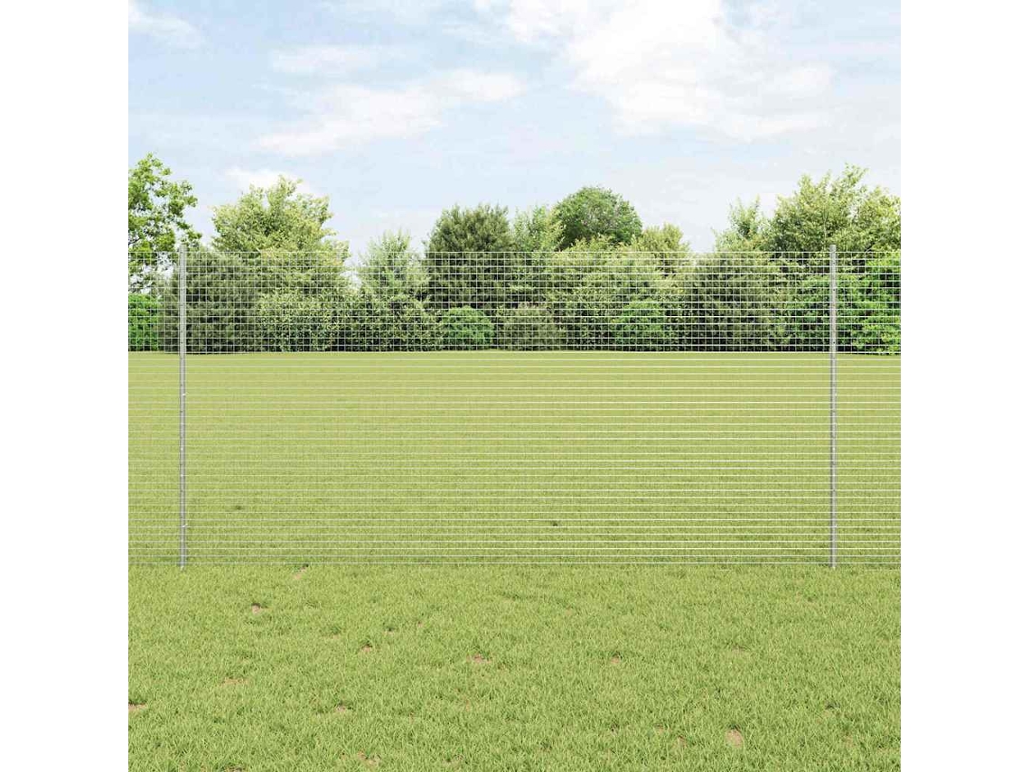 Vidaxl Cerca De Arame Soldado Com Postes 10 X 1,2 M Aço Galvanizado