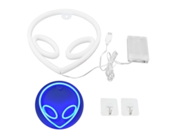2026 señal de Neón Extraterrestre Lámpara de Pared Decorativa Luz Nocturna Operada por Batería/usb Azul