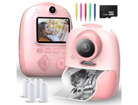 Máquina Fotográfica Pimpimsky Infantil /Hd/32G/4 Rolos de Papel de Impressão