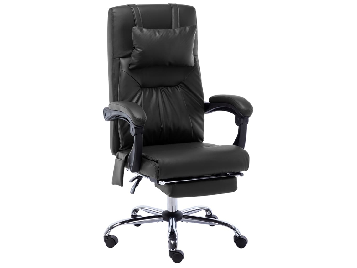 Vidaxl Cadeira De Escritório C/ Função Massagem Couro Artificial Preto