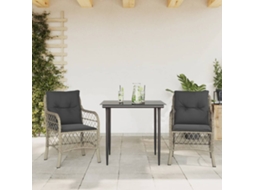 Vidaxl 3 Pcs Conjunto Bistrô Com Almofadões Vime Pe Cinzento Claro