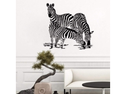 Adesivos de parede com animais africanos: silhueta de três zebras bebendo água, decoração para casa com tema de animais selvagens da selva, 62x57cm