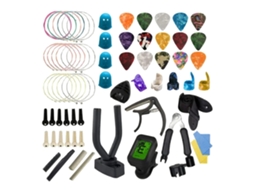 Kit De Acessórios Para Guitarra Com Cordas, Pinos De Ponte, Pestana, Afinador, Capo, Palhetas E Protetores De Dedo. Aquaforge