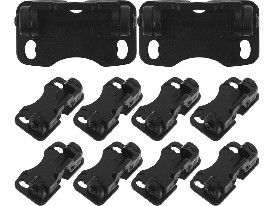 Conjunto de 10 suportes ajustáveis para câmeras de segurança traseiras, com fixadores de plástico.