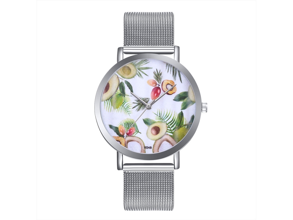 Relógio de quartzo clássico para homens e mulheres com pulseira casual de liga prateada.