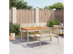 Conjunto 3 Peças Jantar P/ Jardim Com Almofadões Vime Pe Bege Dkd Home Decor