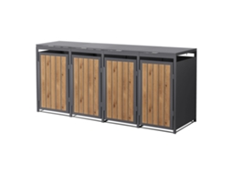 Abrigo Ml-design Para 4 Cubos De Lixo 240l Aço Antracite-carvalho Claro, Tampa Basculante
