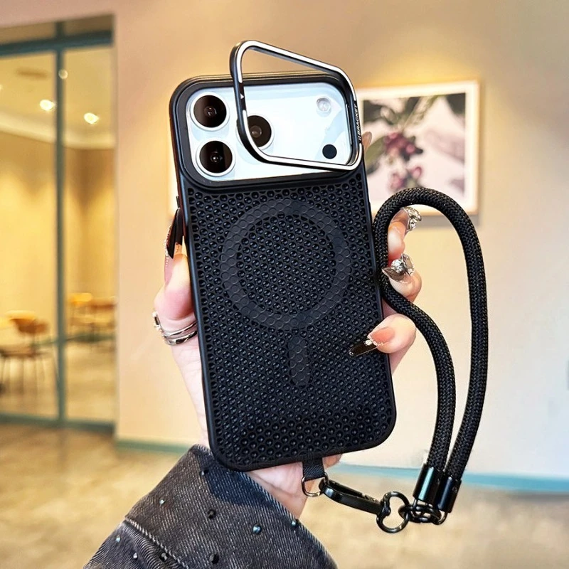 Capa Magnética Para Iphone 13 Pro Max (preta) Com Suporte E Alça De Pulso Para Proteção Contra Impactos.