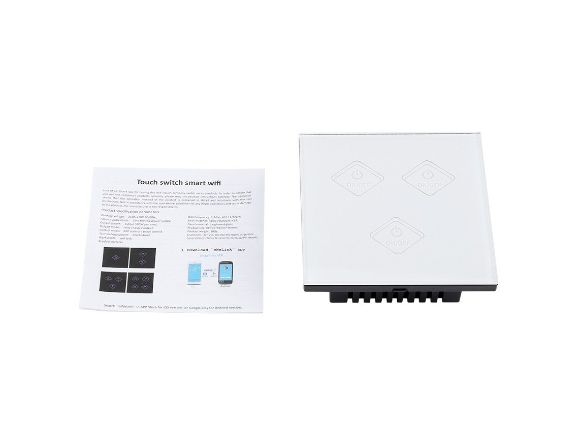 Interruptor inteligente Wi-Fi de 3 vias com toque, compatível com Alexa e Google Home, em conformidade com as especificações AC9.