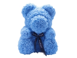 Urso Abraçando Flor De Rosa Urso De Flor De Rosa Artificial Para Dia Dos Namorados, Casamento, Dia Das Mães, Aniversário Azul