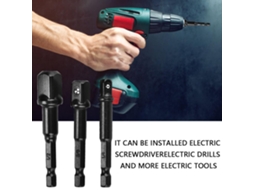 3 Peças Adaptador De Soquete Com Cabo Hexagonal 1/4" Para Cabeça Quadrada 1/4" 3/8" 1/2" Para Furadeira