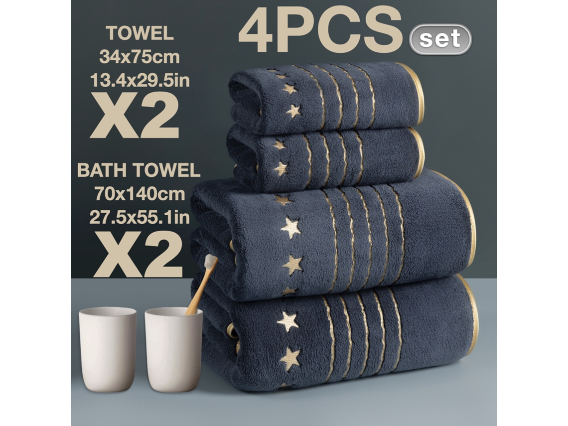 4 Pcs Toalhas, Toalha De Banho De Lã Coral Macia (preta) Cuich