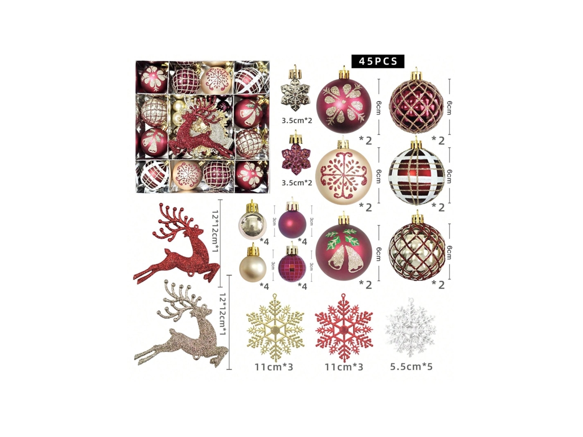 Presente De Bola De Natal Pintada, Novo Modelo Mjbk07 06 Bordeaux Champanhe Dourado Igvtrade