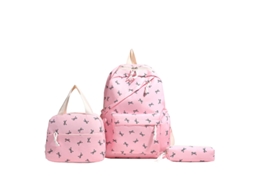 Mochila Três Peças Com Gravata, Mochila+lancheira+estojo, Adequada Para Uso Escolar Diário De Adolescentes, Etc. Rosa