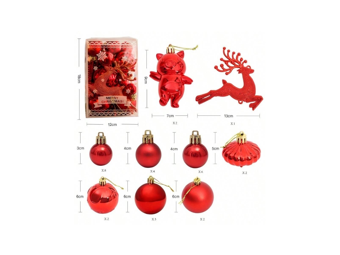 Pingente De Árvore De Natal Com 30 Unidades, Vermelho Igvtrade